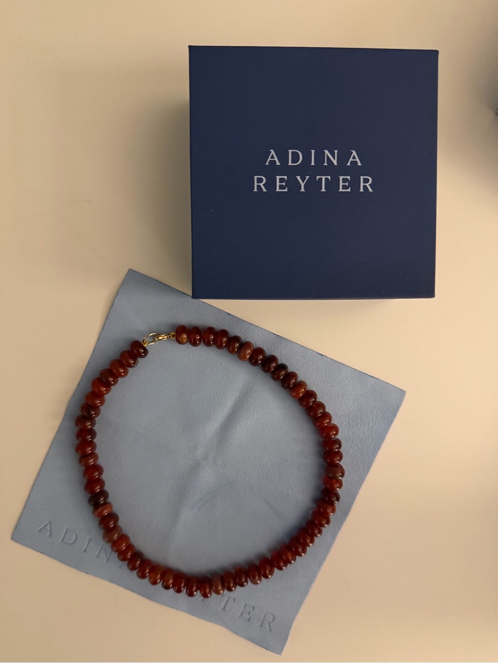 Adina Reyter Deep Red Amber Bead Necklace